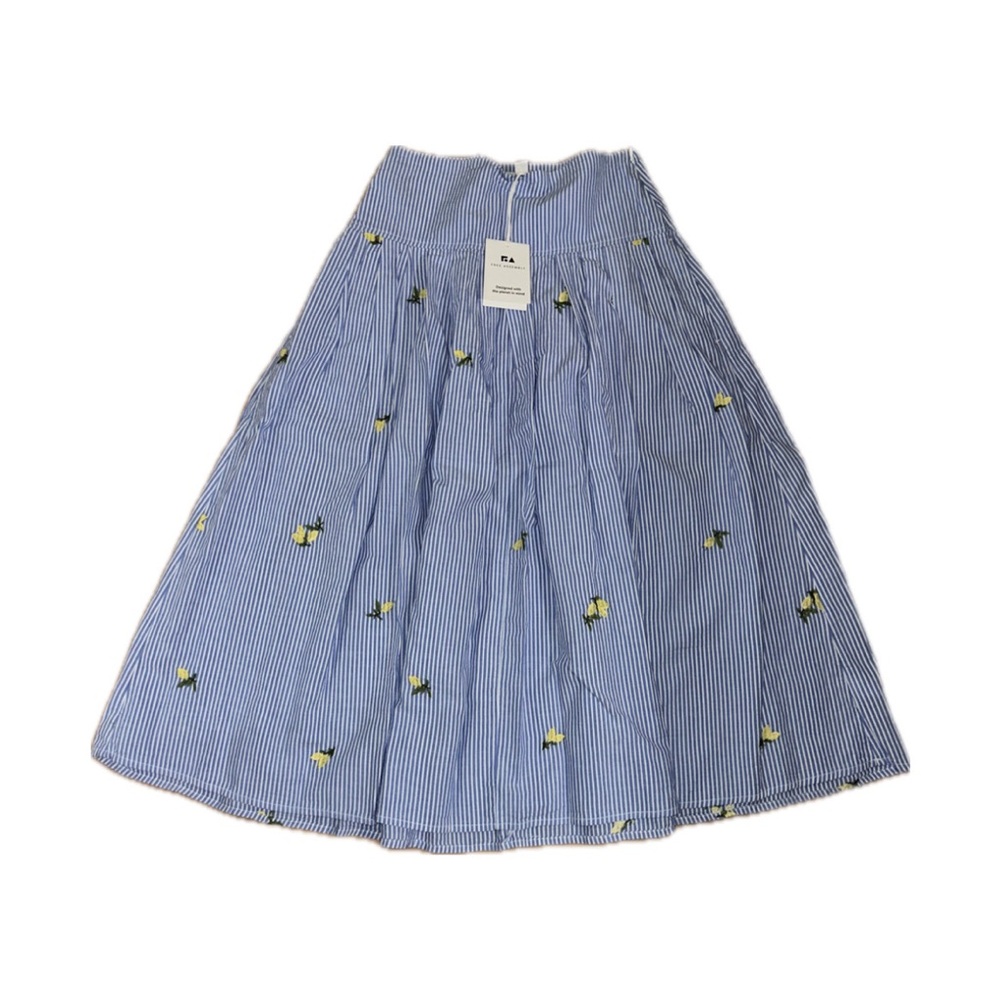 Blue Striped Skirt with Lemon Accents